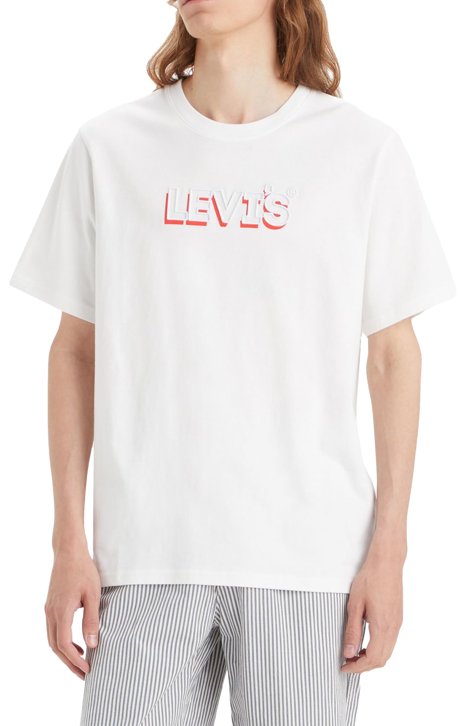 Levi's Herren Ss Relaxed Fit Tee T-Shirt,Headline Drop Shadow White+,S