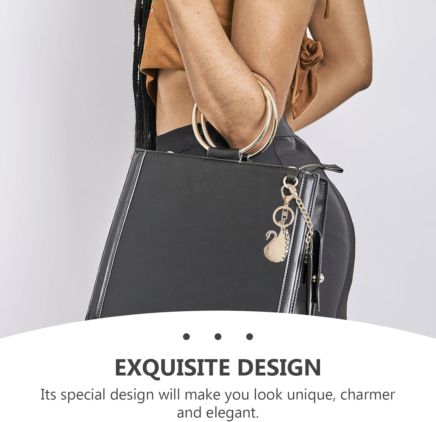 PRETYZOOM Swan Shaped Keychain Elegant Crystal Key Ring Bag Pendant Car Decoration Charming Gift for Women Party Accessories - Image 5