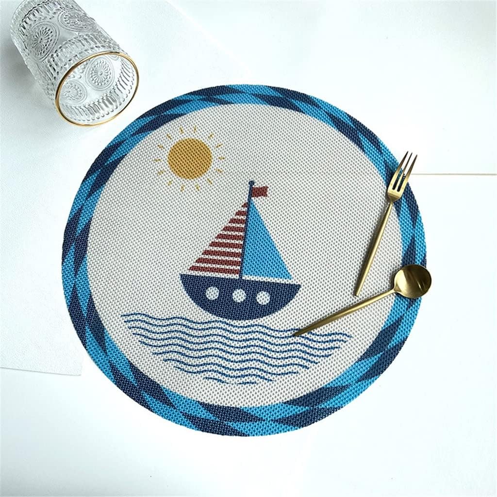 Printed Placemat Retro Table Mat Hotel Home Decoration Heat Insulation Pad Coaster 10 Pcs Place Mats(Gray)