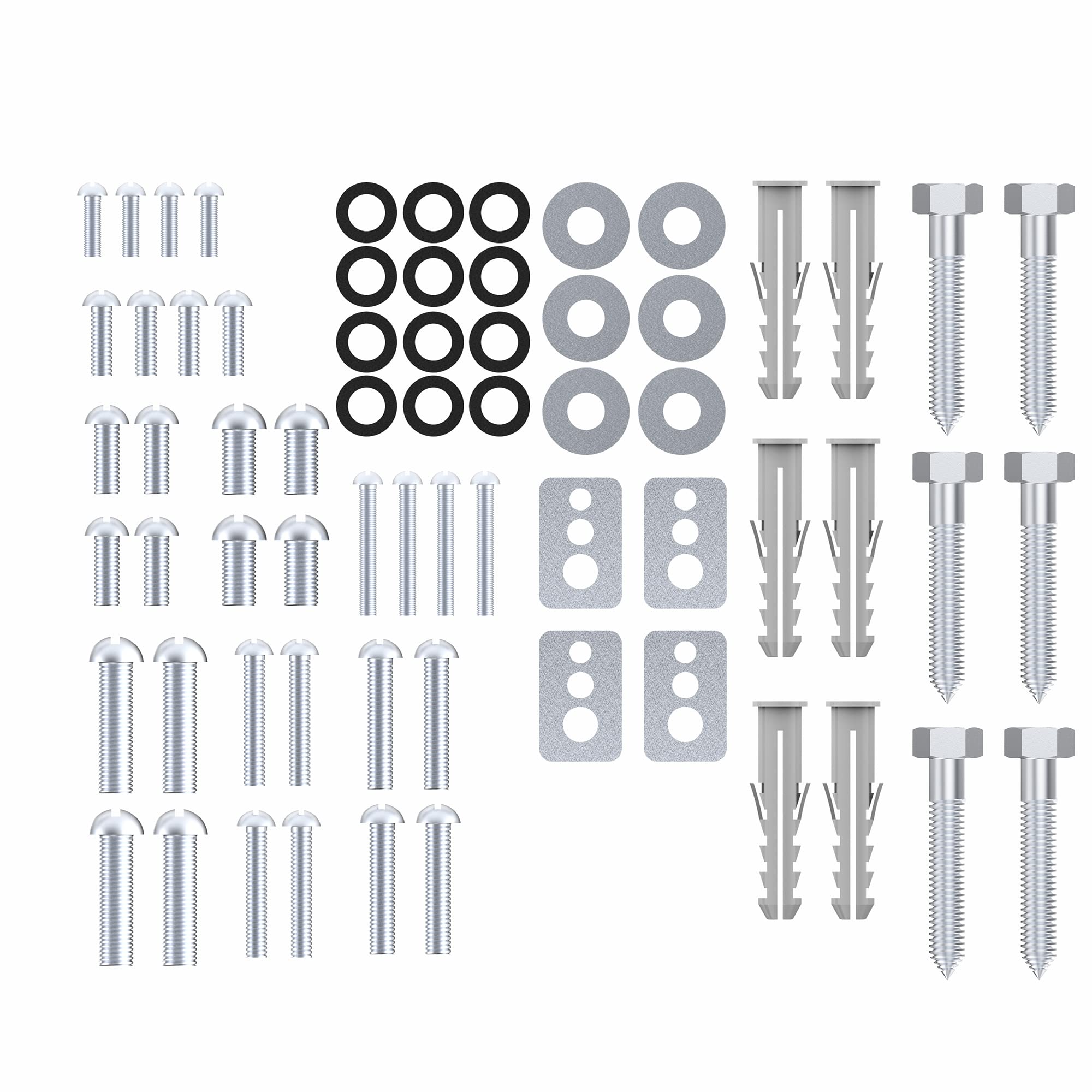 Perfect VESA Screw Set - 64 Pieces, Ideal for TV Mounting TV Wall Mounting, TV Mounting, Fixing Screws with Dowels and Washers