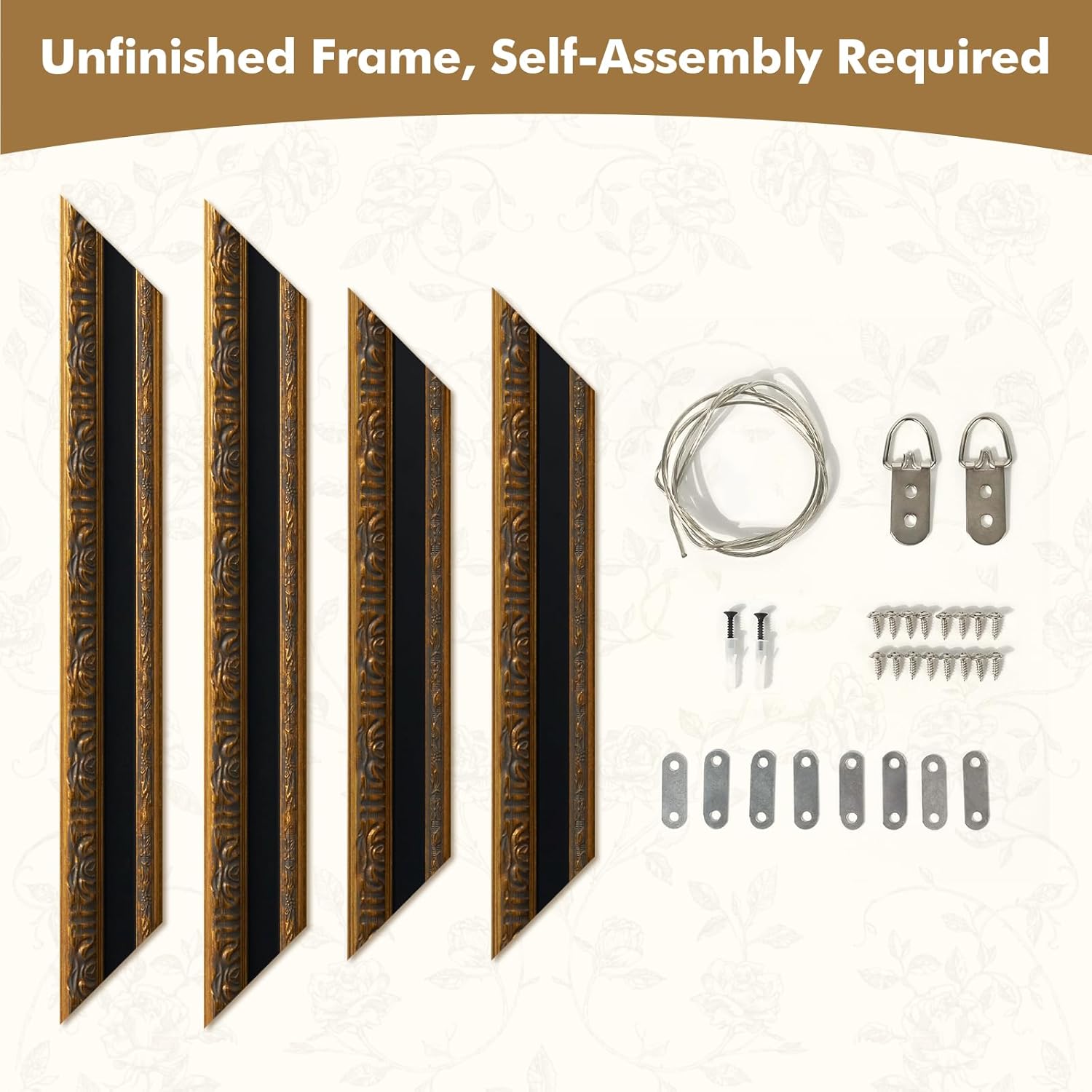 FOLKOR 2.6" Wide Vintage Frame for 24x36 Rococo Abstract Paintings, DIY Ornate Frames for Art Lover Housewarming Birthday Wedding Grandparents Teacher Gift, No Cover & Backing (Black Gold) Black Gold 24x36",NO Glass & Backing