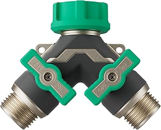 RESTMO Heavy Duty 2 Way Y Garden Hose Splitter Full Metal Body, Green