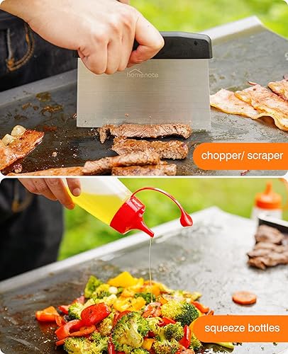 Miniatura 4 de HOMENOTE Kit de accesorios para parrilla, 7 piezas de barbacoa profesional en caja de regalo, mango de madera resistente, juego de herramientas de