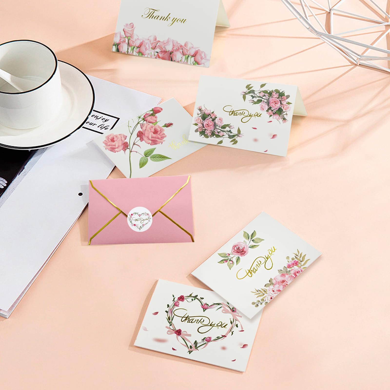 Blue Thank You Cards Crisky Beyond Grateful Thank You Cards - 50 Pack Blue Floral Notes With Envelopes 50 Pack Thank You Notes With Envelopes - View #9