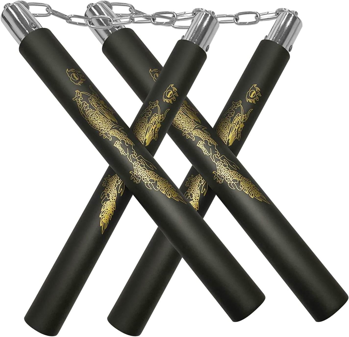 Ausemku Nunchucks - Safe Foam Rubber Training Nunchucks/Nunchakus with Steel Chain - 2 Pack Black