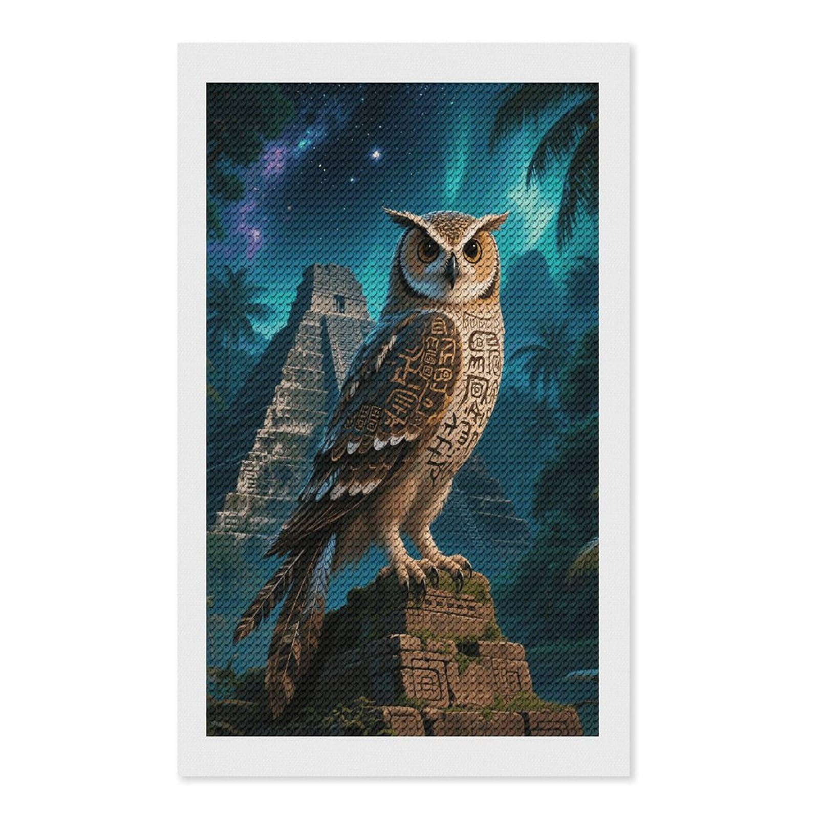 FodPand Maya Owl 5D Diamond Painting Kits for Adults Beginners Full Drill Round Diamond Dots Pictures Gem Art Supplies for Home Wall Room Decoration DIY Craft Set Gift 12x20