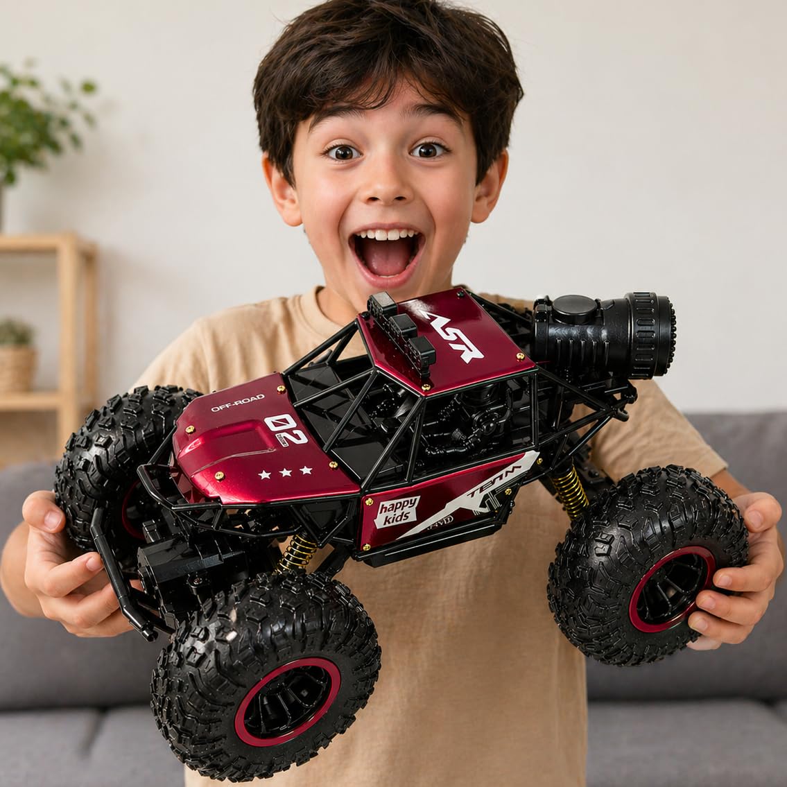 Goyal's 4WD Remote Control Rock Crawler Car with Spray Fumes Function, Off Road RC Car for Kids with LED Lights Type C Charging 2.4GHz Control Durable Climbing Toy
