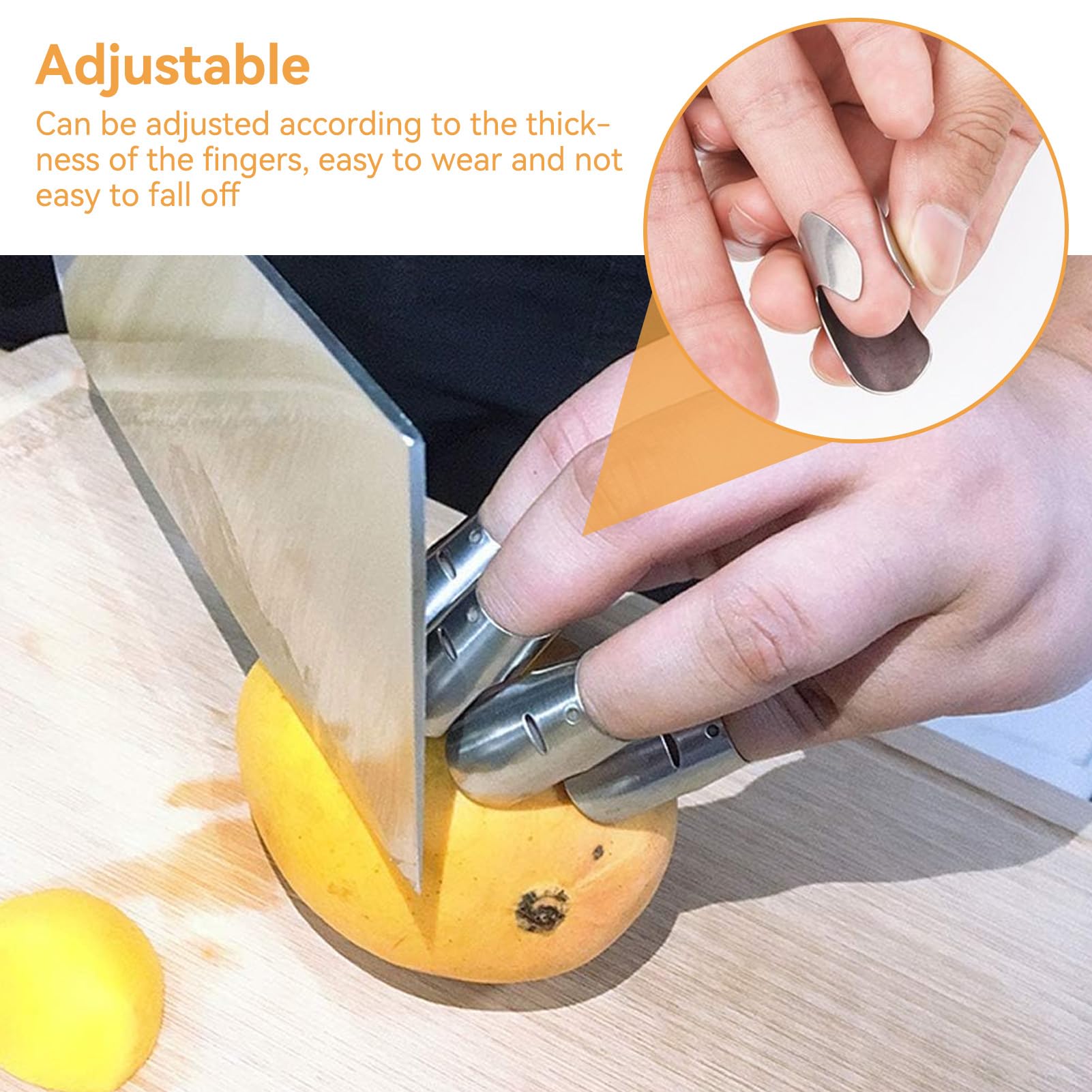 HERCHR 4Pcs protección anti-corte para las manos, Protector de protector de dedos para cortar verduras en rodajas Herramienta de cocina Acero inoxidable