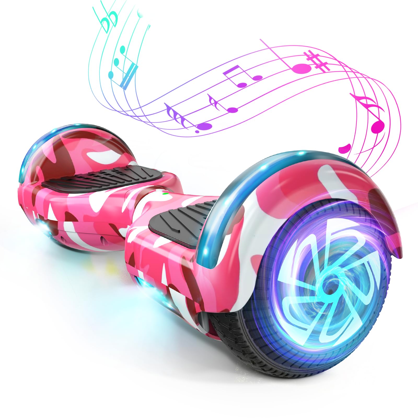 Offroad Hoverboard with Bluetooth Speakers, LED Light, Non-Slip Foot Pads, 6.5 Inch Tyres, Powerful Large Battery Hoverboard