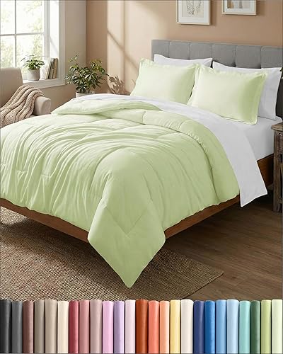 Miniatura 32 de Juego de edredón de tamaño Queen - Juego de cama de 3 piezas para todas las estaciones - 1 edredón suave acolchado con cintas en las esquinas y 2