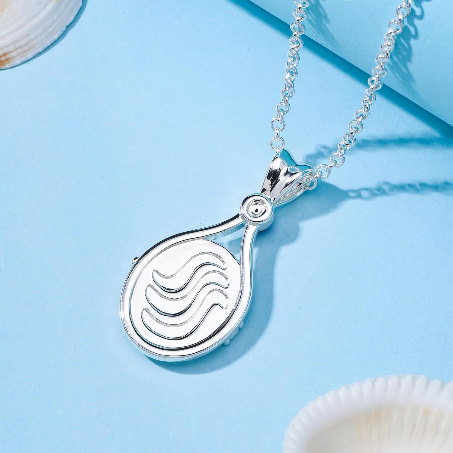 Big Mermaid Necklace Water Locket Fashion White Natural Zircon Copper Pendant Mermaid Locket Jewelry - Image 3