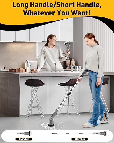 Miniatura 5 de Cepillo de limpieza eléctrico giratorio, cepillo de limpieza inalámbrico con 3 cabezales de cepillo reemplazables y escobilla de goma, mango de