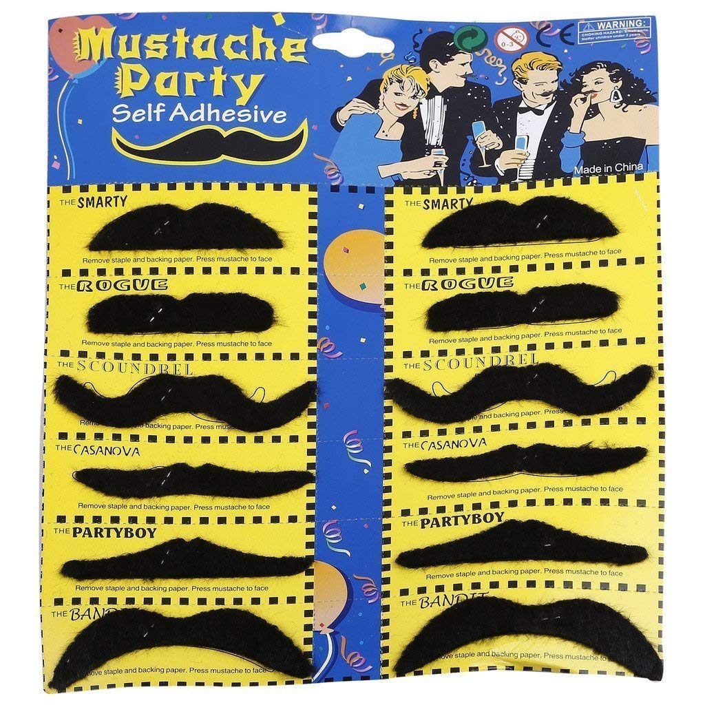 RR Design Cotton Blend Stick-On Mustache (Set Of 12)-Black/Fake Mustache (B09RHG9TF9) Amazon Price History, Amazon Price Tracker