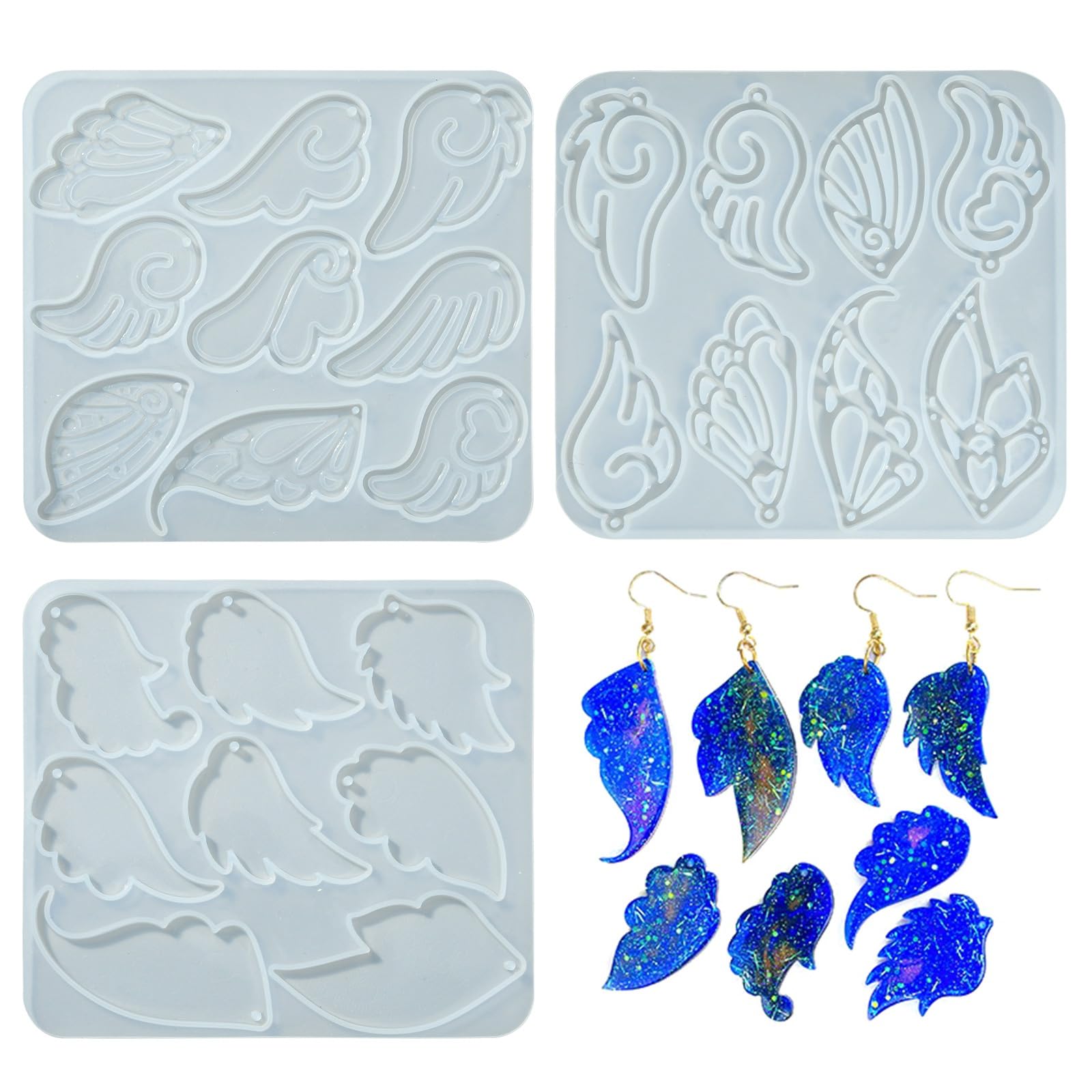 UR URLIFEHALL 3 Pcs Resin Angel Wing Moulds Silicone Butterfly Fairy Wings Casting Moulds for Jewellery Making Keychain Earring Dangle Crafts