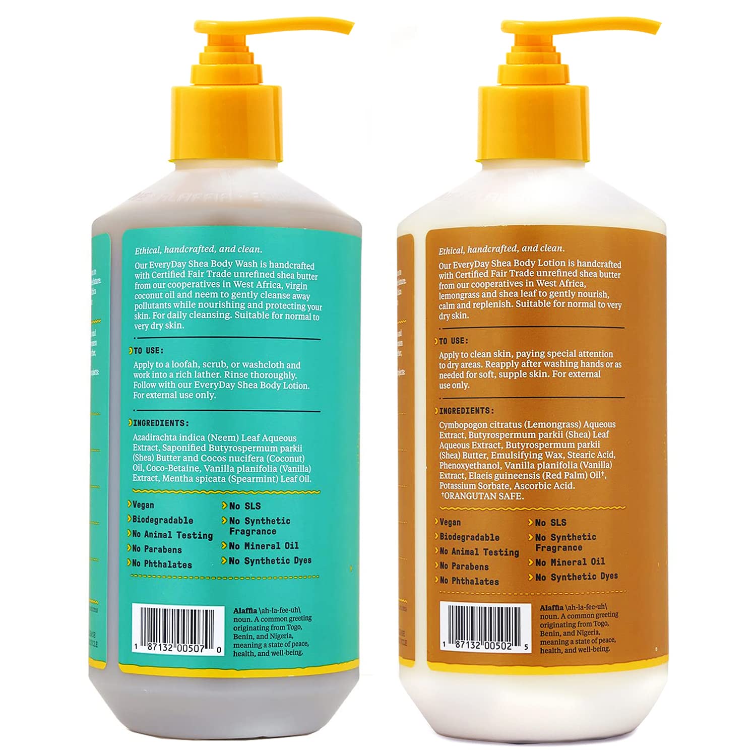 Alaffia Everyday Shea Vanilla Lotion and Mint Body Wash - Normal to Very Dry Skin, Cleanses and Hydrates Soft and Supple Skin with Shea Butter, Lemongrass, Neem and Coconut Oil, 16 Oz Each image 3