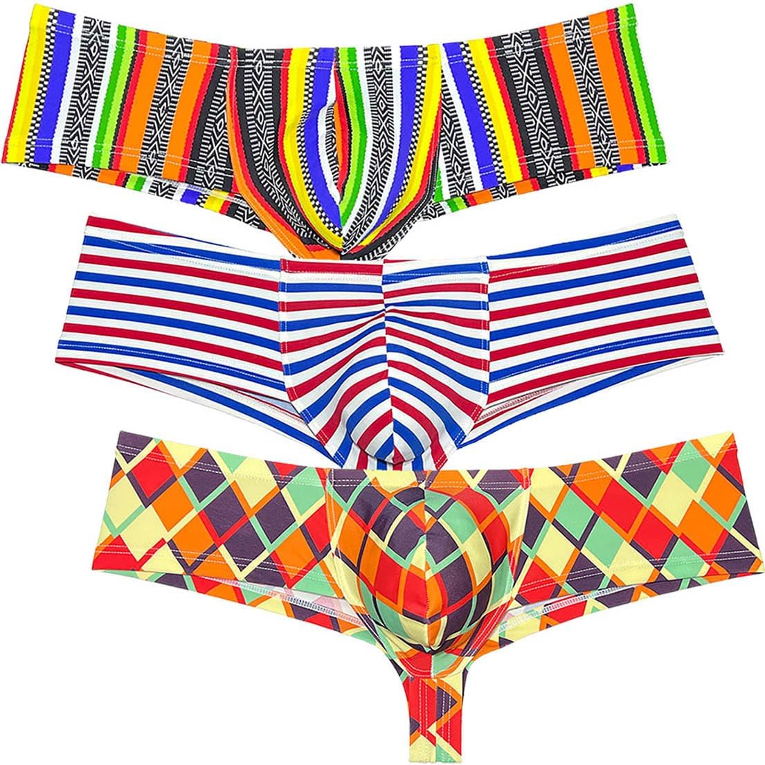 OROCOJUCO Pack of Men Cheeky Briefs Printed Body Boxer Thong Brazilian Bikini Mini Shorts Underwear Skimpy Boxers Trunks