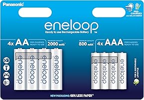Panasonic eneloop Ready-to use Ni-MH Battery, 8-Pack with 4 AA + 4 AAA with Improved Capacity, 2100-charge Cycle Life,...