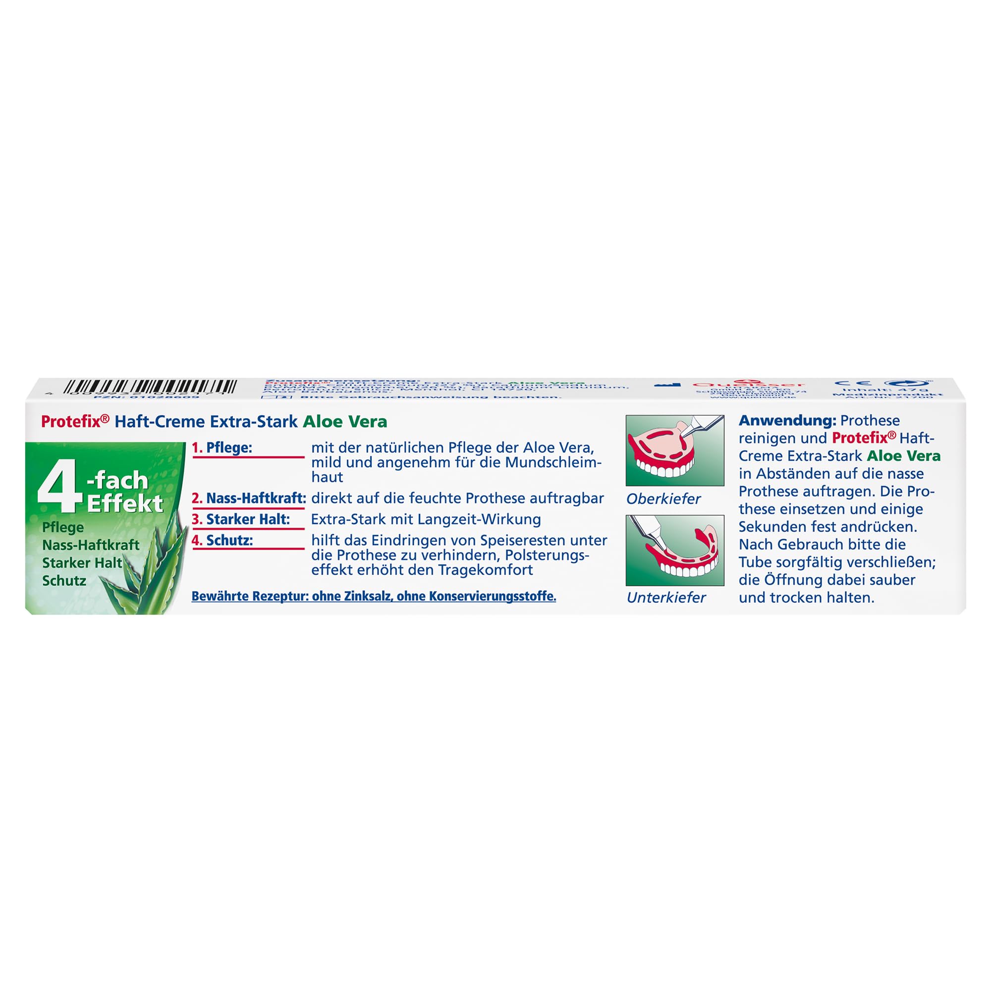 Protefix Crema adesiva all'aloe vera per protesi complete e parziali, 10 x