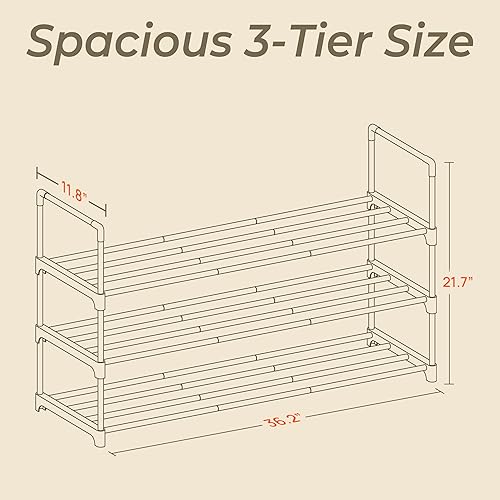 Miniatura 2 de Zapatero negro de 3 niveles, estante grande de 36 pulgadas con capacidad para 15 pares de zapatos, zapatero resistente para entrada, dormitorio,