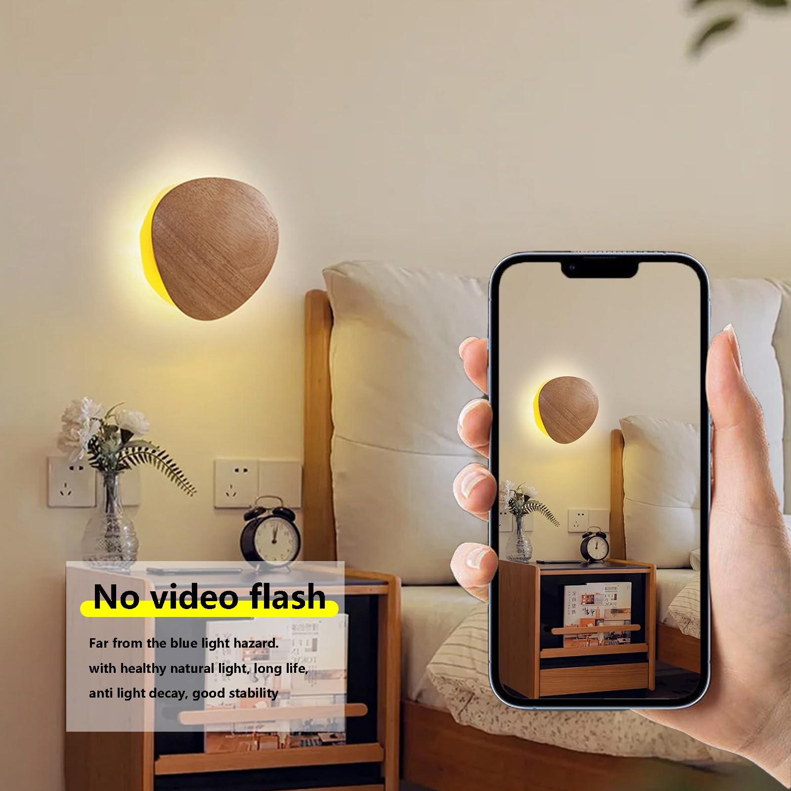 Lampada da Parete a LED in Legno, Moderna, dal Design Creativo, Stile Nordico, Decorativa, Geometrica, in Ferro, per Camera da Letto, Soggiorno, corridoio (Ovale - Luce Calda, 19 c