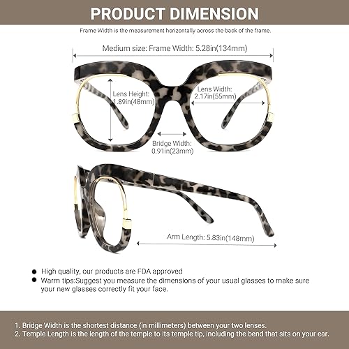 Miniatura 5 de VOOGLAM Fredia OX739865 - Marco de lentes cuadrados de gran tamaño con lente transparente para mujer