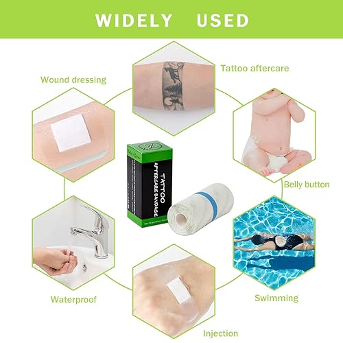 Miniatura 5 de EZ Tattoo Aftercare - Rollo de película Derm impermeable de 6 pulgadas x 10.9 yardas, cinta adhesiva transparente para proteger y curar una segunda