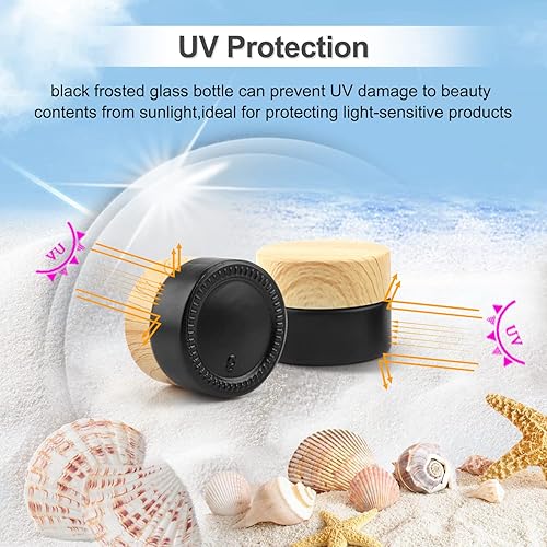 Miniatura 4 de Tarro de vidrio esmerilado negro de 0.18 oz, tarro de crema cosmética, frascos vacíos rellenables de muestra, contenedor de maquillaje de viaje,