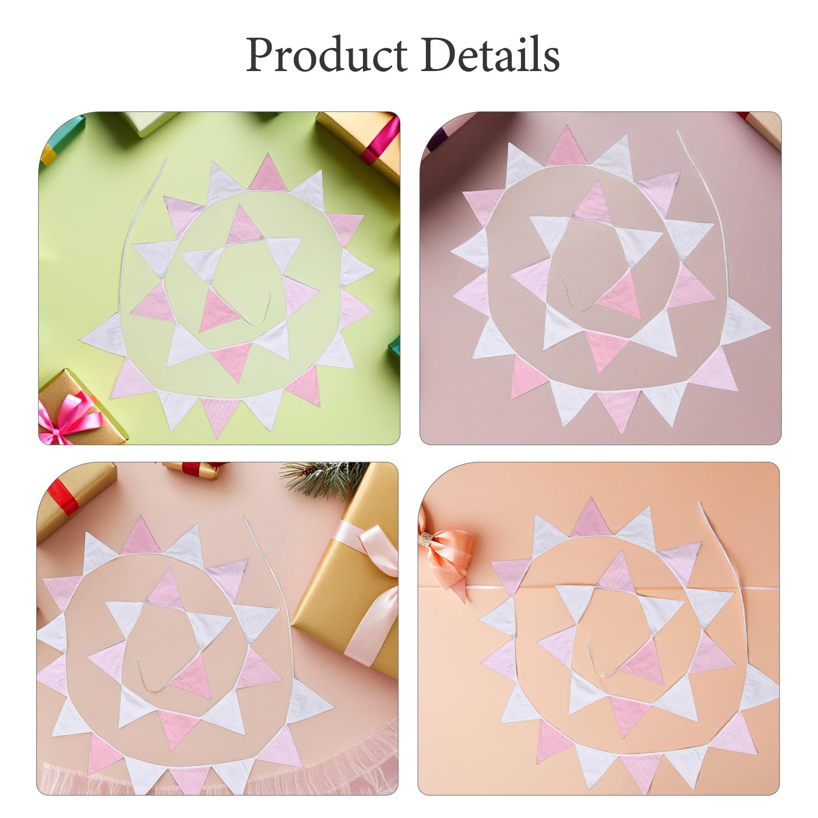 2 banderines triangulares de tela para decoración de bodas y fiestas, guirnaldas colgantes para cumpleaños y eventos temáticos.