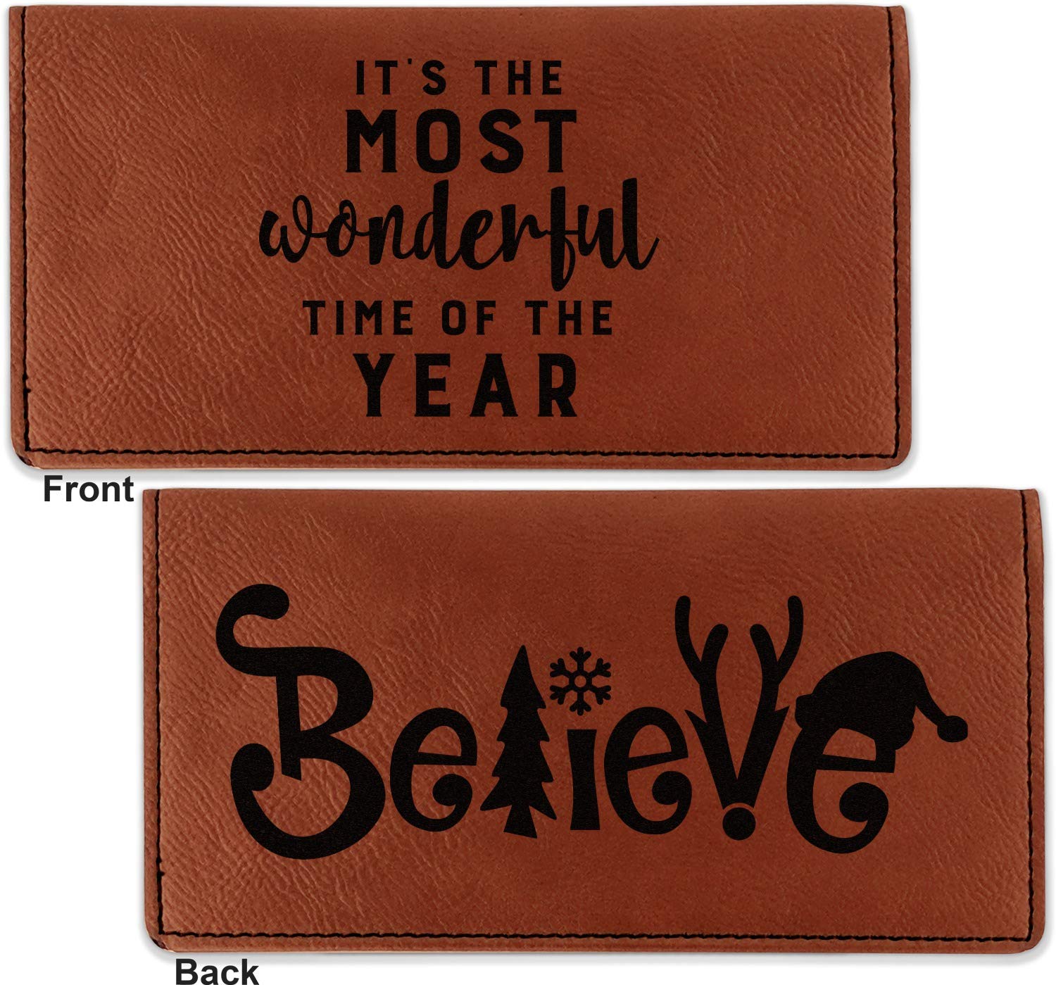 RNK Shops Christmas Quotes and Sayings Leatherette Checkbook Holder - Double Sided