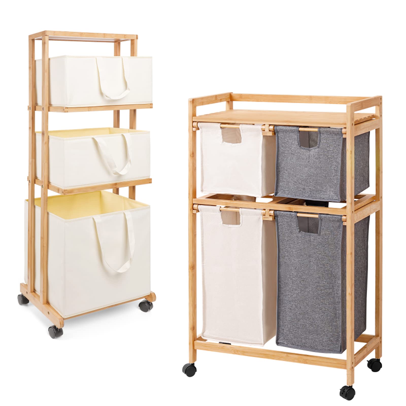 Photo 1 of Homde 3 Basket Laundry Cart + 4 Basket Laundry Cart