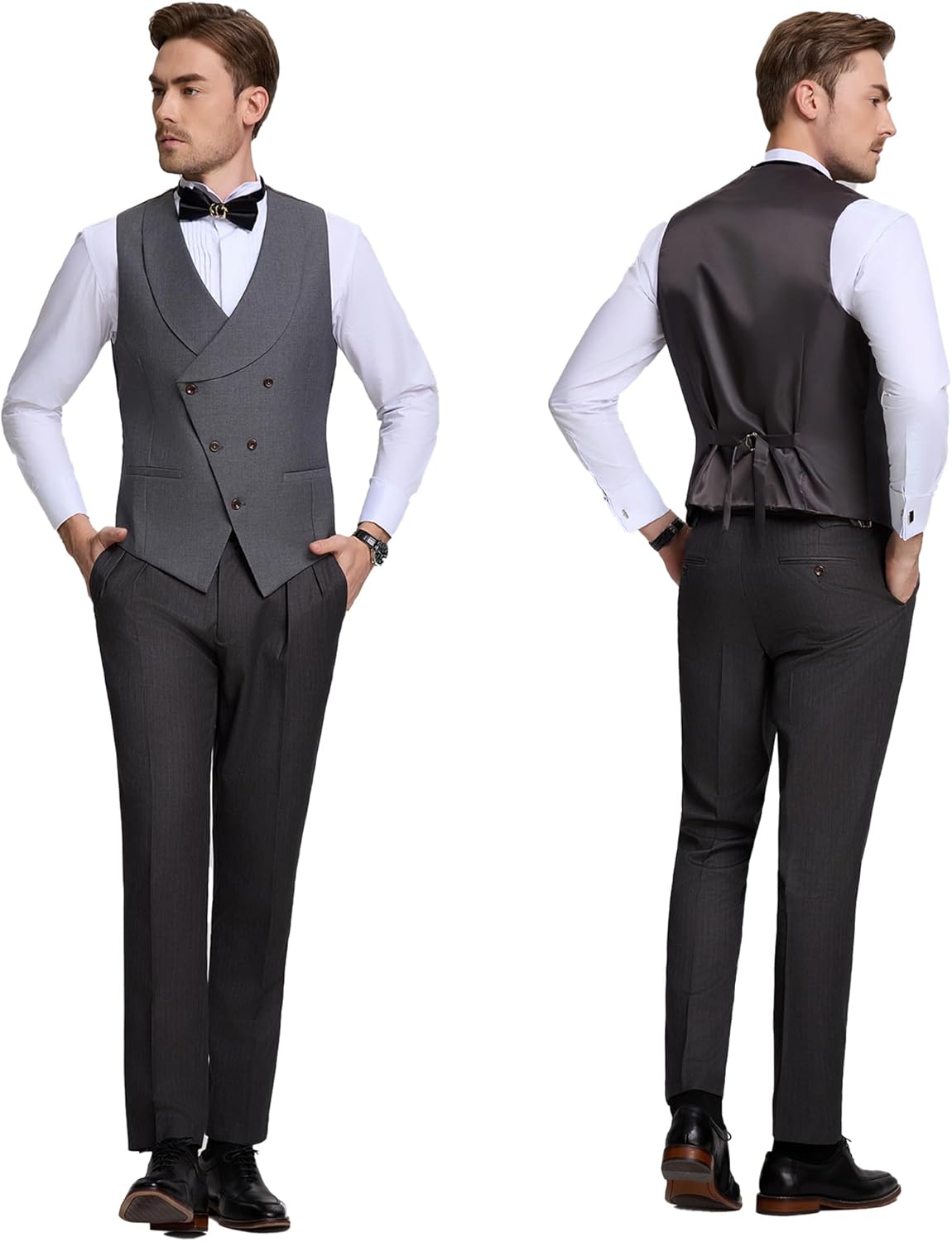 Men's 3 Piece Suit for Groom Men's Wedding Morning Suit with Tailcoat Tuxedo Long Tail Double Breasted Vest Pants - Image 3