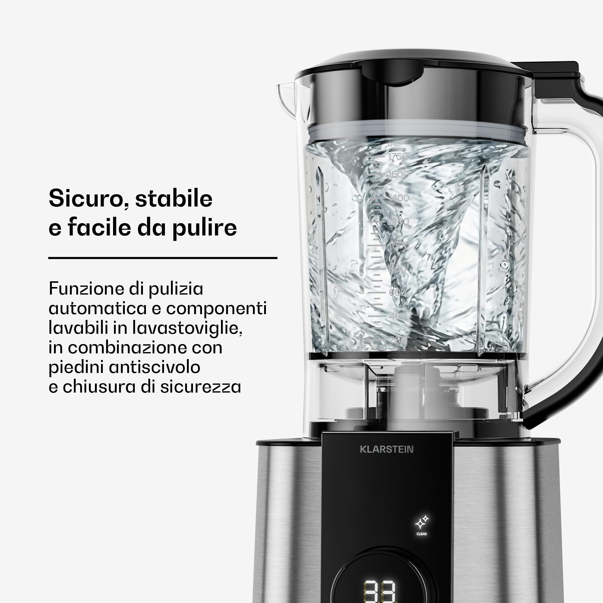 Klarstein Verosteel Robot da Cucina con Frullatore - Robot da cucina multifunzione da 1200 W, ciotola da 2 L, frullatore da 1,75 L, 10 velocità, 6 programmi, spremiagrumi e tritacarne
