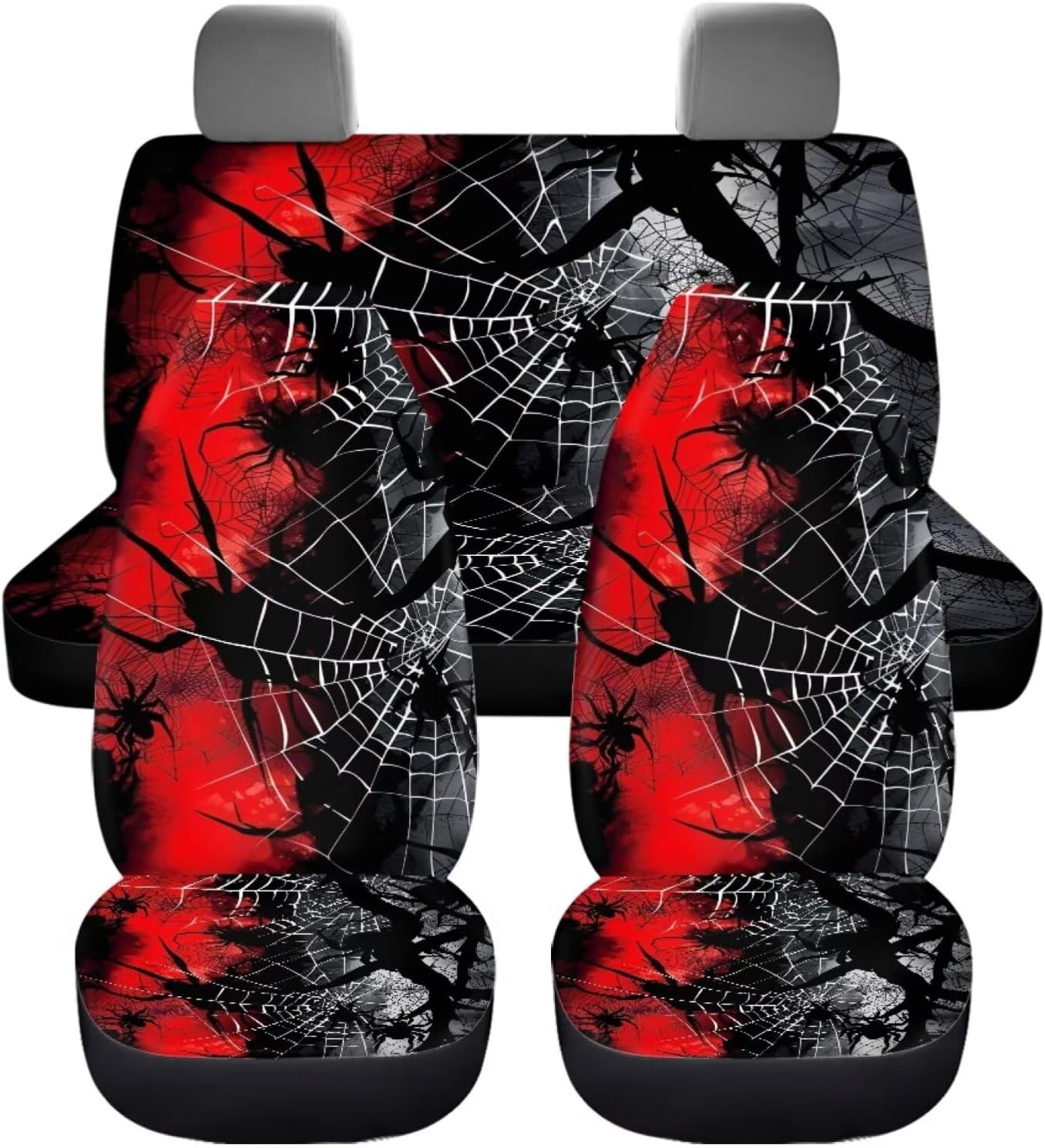 Car Seat Covers 4 Pieces Set Non-Slip Car Seat Protector Bucket Seat Cover for Trucks, Cars & SUVs,Interior Accessories,Gothic Spiders and Webs