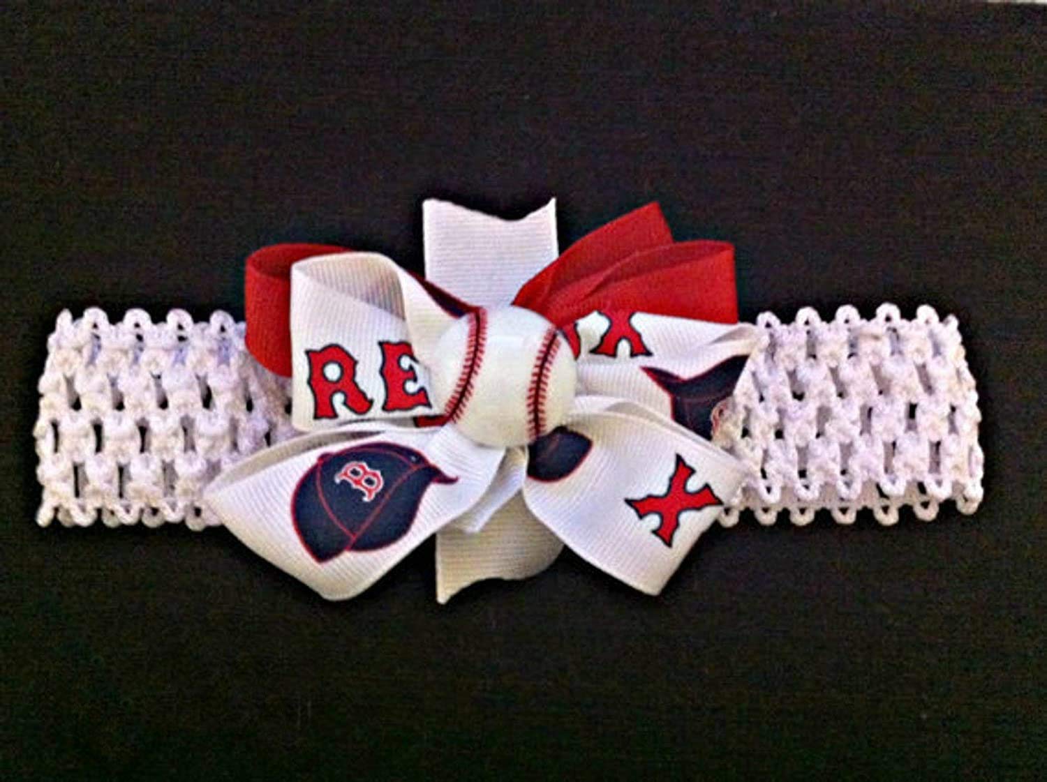Red Sox Baby Girl Boutique Bow Crocheted Headband