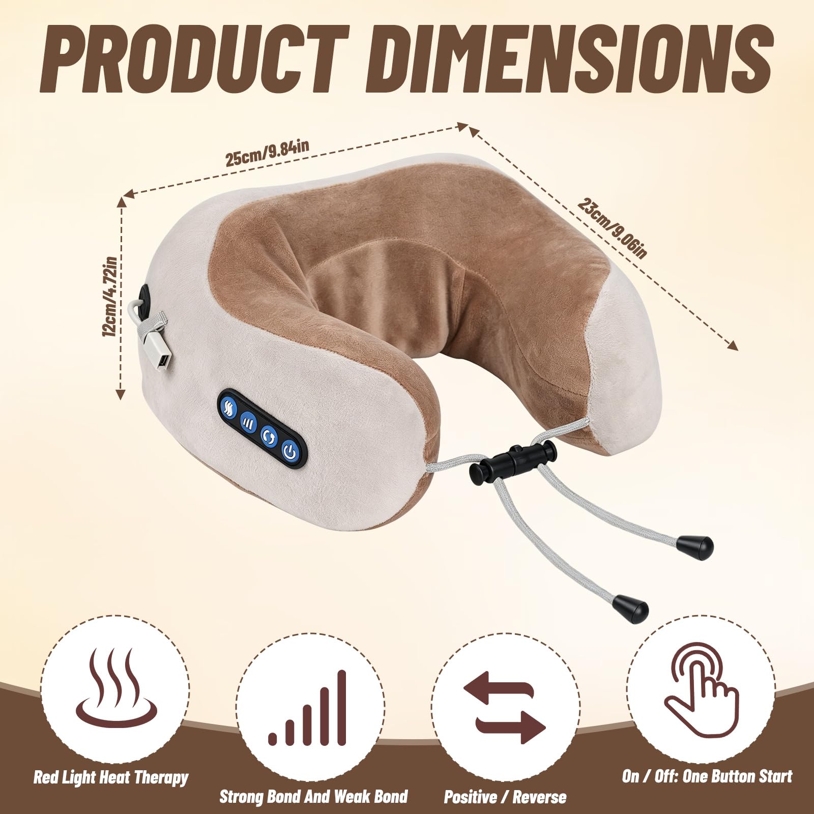 Masajeador de cuello, masajeador eléctrico de cuello con 3 niveles de fuerza y 3 modos, almohada de masaje recargable