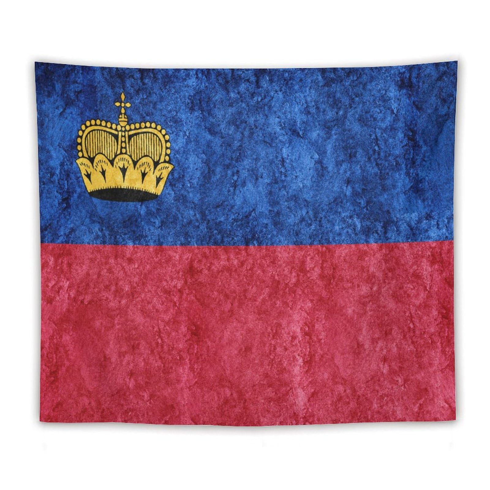 XingFox Liechtenstein Flag Textured Tapestry Wall Hanging, National Flag Art Wall Decoration Tapestry, For Bedroom Living Room Dorm Home Decoration, 50"x60"