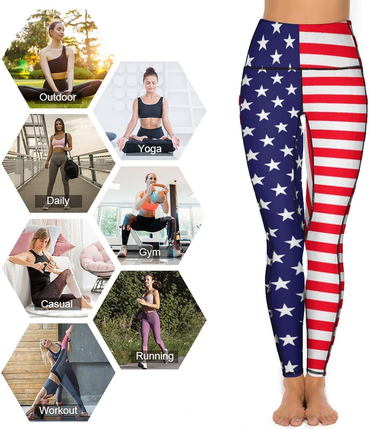 High Waisted Workout Leggings for Women with Pockets Tummy Control Printed Sports Pants for Running Cycling Yoga - Image 5