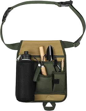 Gardening Tool Storage Bag, Adjustable Waist Garden Multi-Pocket Tool Storage Bag, 600d Oxford Garden Tools Bags for Gardeners in Indoor and Outdoor, Army Green