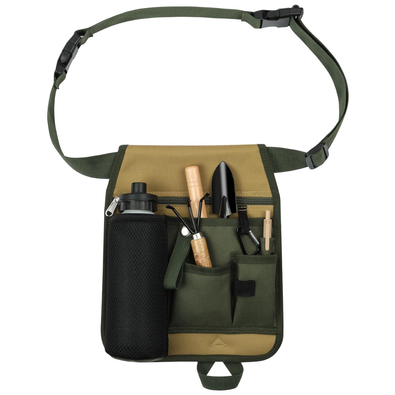 Marsupio per Utensili Giardino, Unisex Maneggevole Giardino Giardinaggio Fioraio Vita Cintura Degli Attrezzi Borsa Titolare, Design Multitasche, Adatto a Giardinieri, Carpentieri e Operai