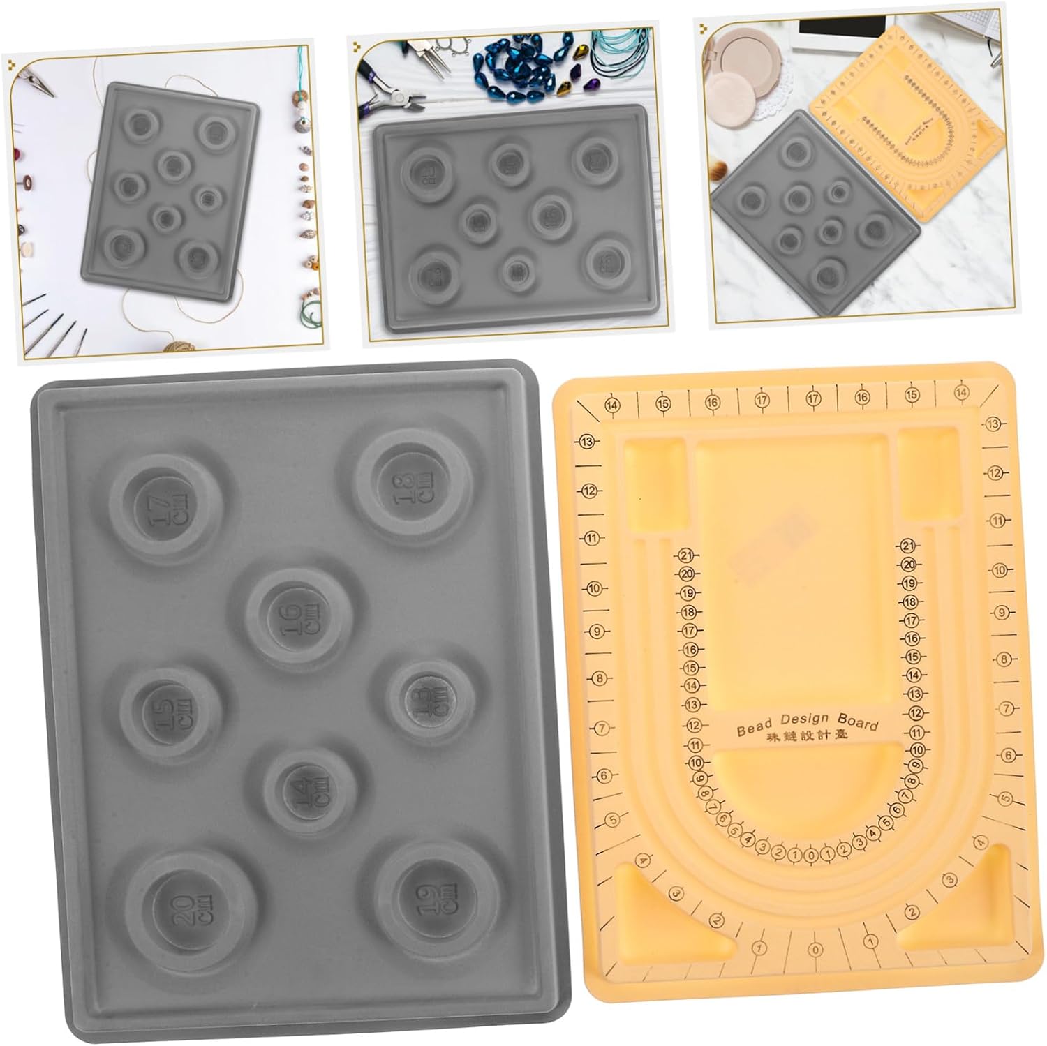 jojofuny 2pcs Bead Jewelry Making Board Beading Trays Scale Jewelry Design Boards for Bracelet Necklace Diy Craft