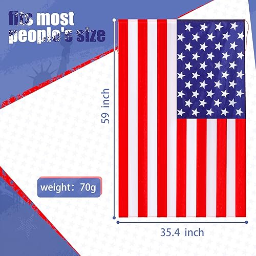 Miniatura 3 de Geyoga Disfraz de capa de bandera americana, 2 unidades, retro, de los años 80, patriótica de Estados Unidos, para adultos, celebración del Día