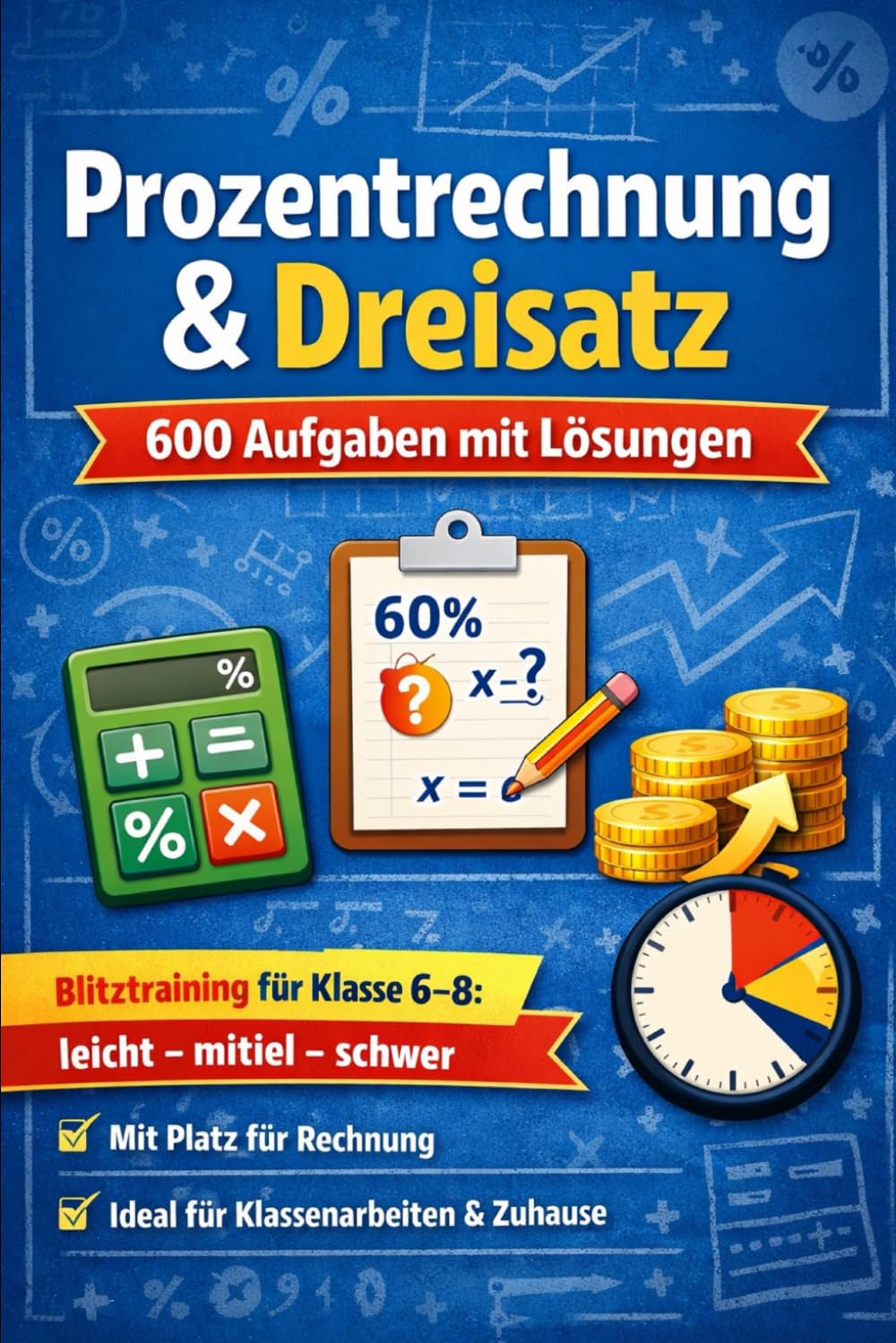 Geometrie – Winkel, Flächen, Körper & Koordinaten: 600 Aufgaben mit Lösungen für Klasse 5–7 • leicht–mittel–schwer • mit Platz für Skizze & Rechnung