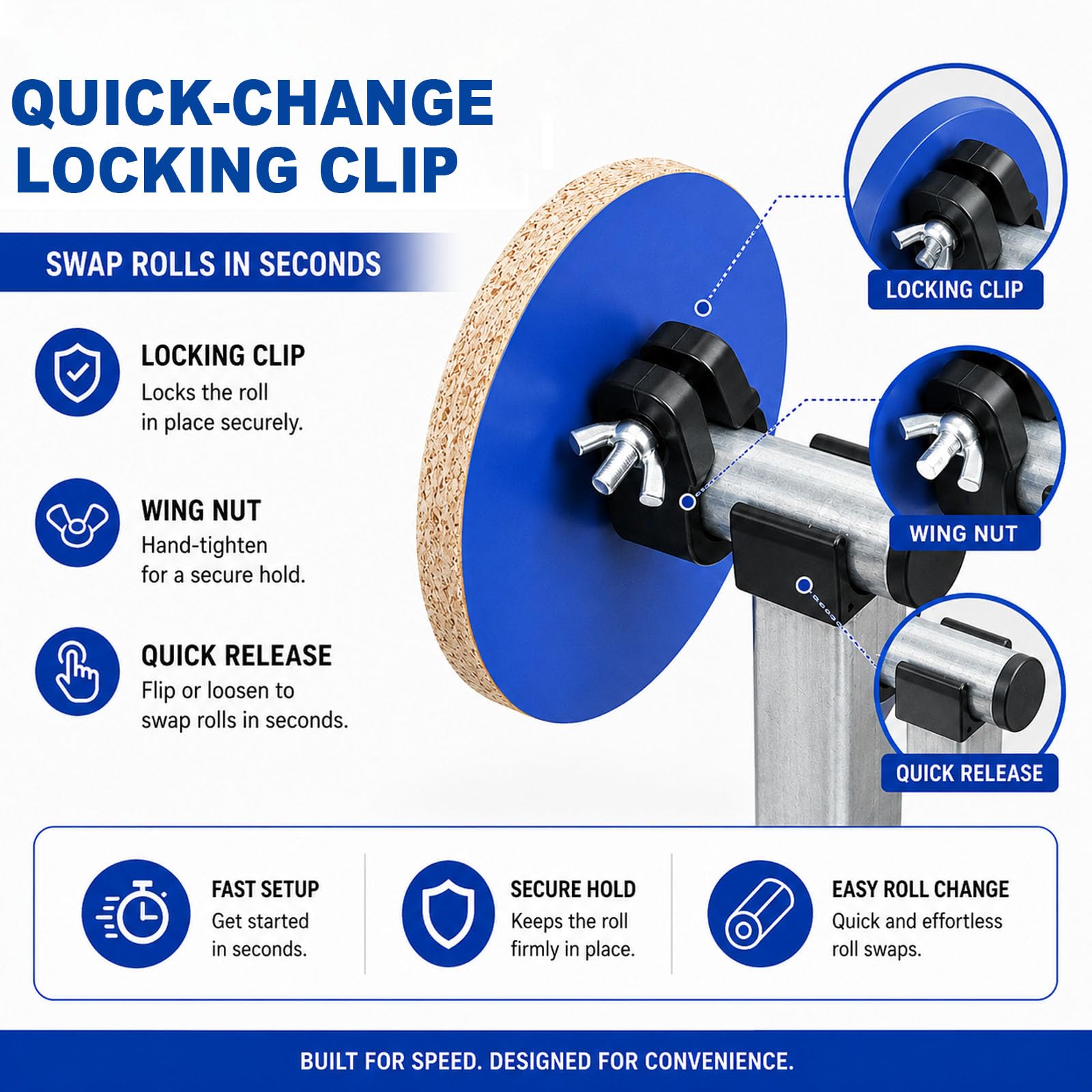 Tischhalterung füR Luftpolsterfolie Verstellbarer Rollenspender | Vertikaler Rollenhalter füR Verpackungsfolie Verzinktes Stahlrohr Flexible Schnalle Geeignet füR Den Transport(30cm/11.8in)