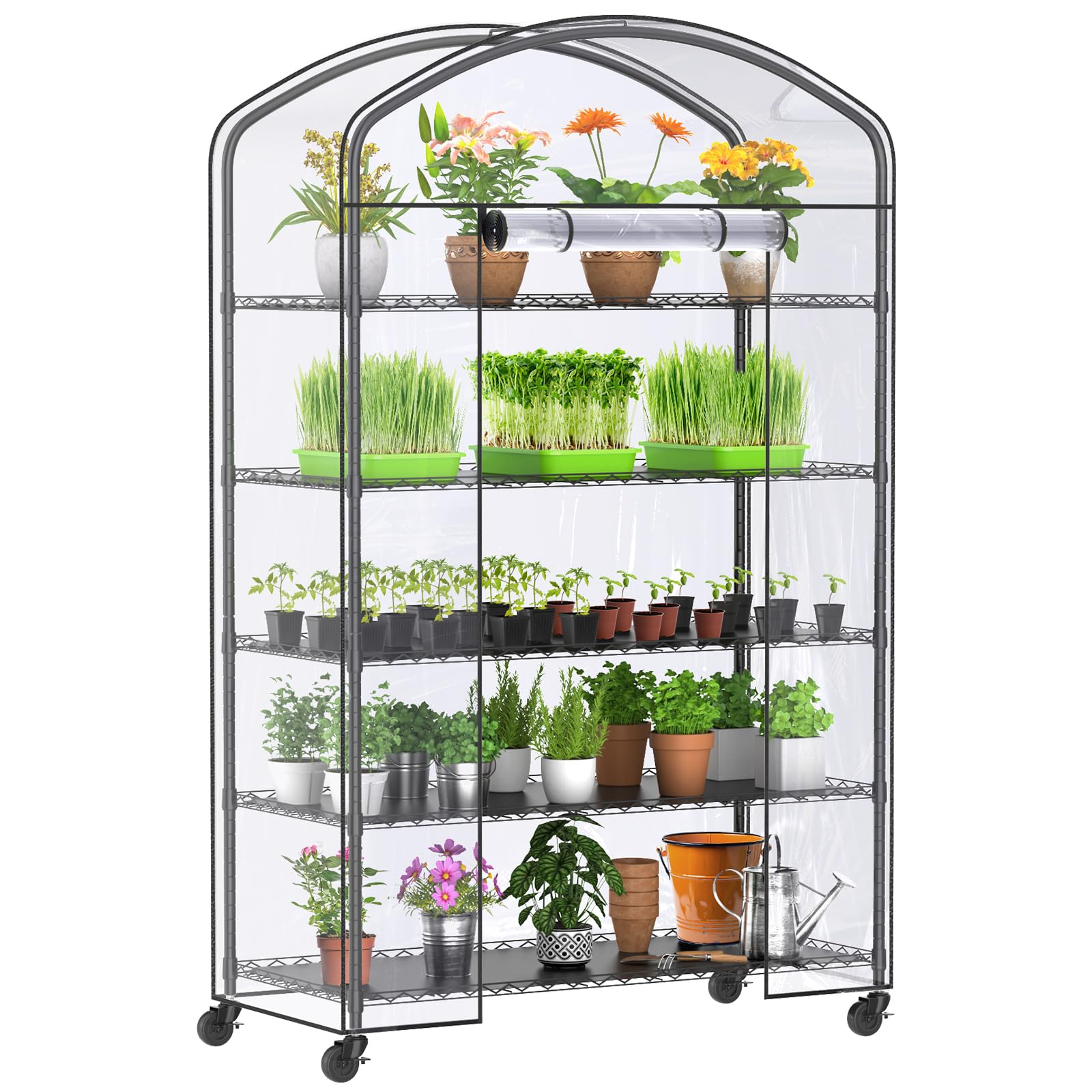 5-Tier Greenhouse with Caster Wheels