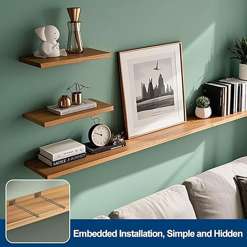 Miniatura 10 de 4 soportes de estante flotante de acero sólido negro de 5 pulgadas, soportes ocultos para estantes flotantes de madera, soporte oculto para estantes