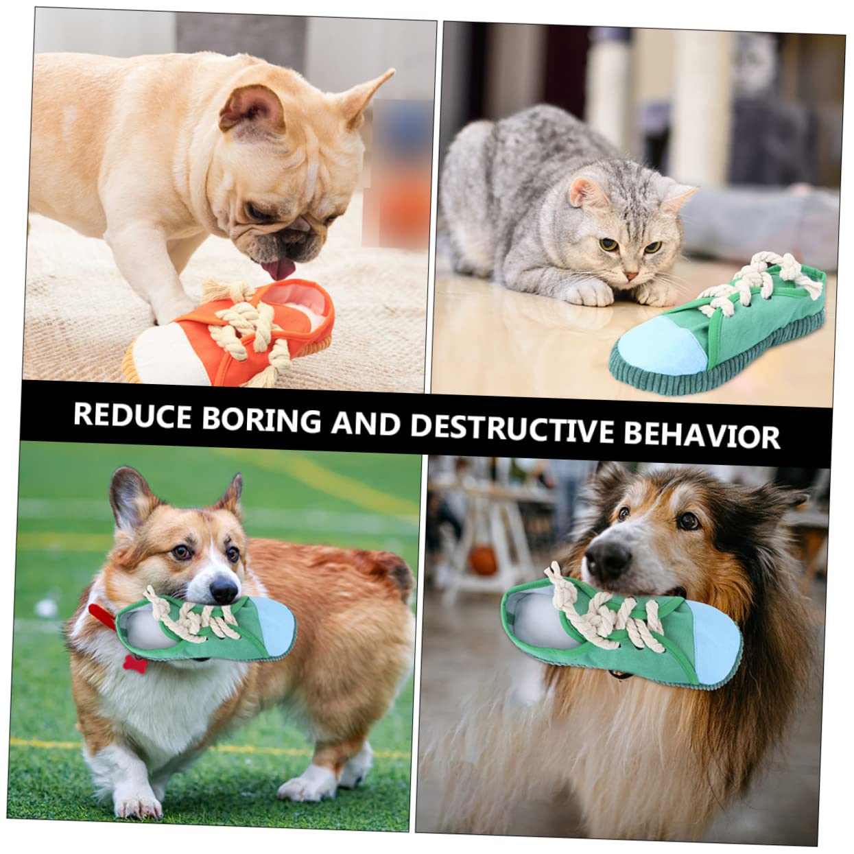FRCOLOR 4 Piezas Juguetes de Sonido para Mascotas Juguetes mordedores Zapatillas para niños pequeños Juguetes de Peluche Juguetes masticables para Perros Zapatos Cachorros Juguetes Rompecabezas Libro