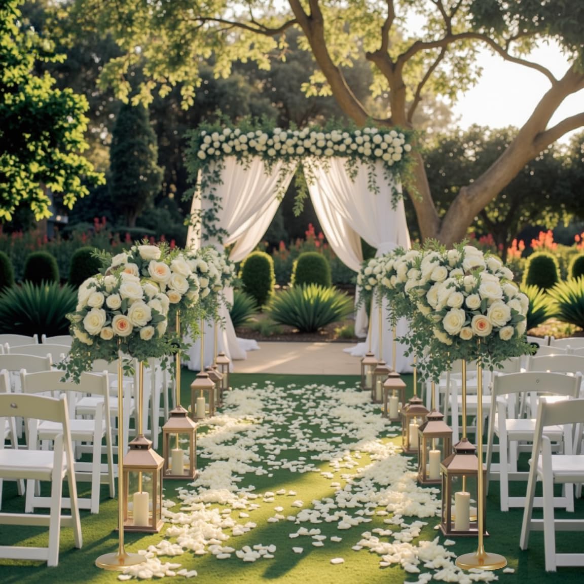 2pcs Tall Wedding Flower Stand 39.37" Wedding Centerpieces for Tables Gold Centerpieces Metal Flower Floor Vase for Party Event Wedding Reception