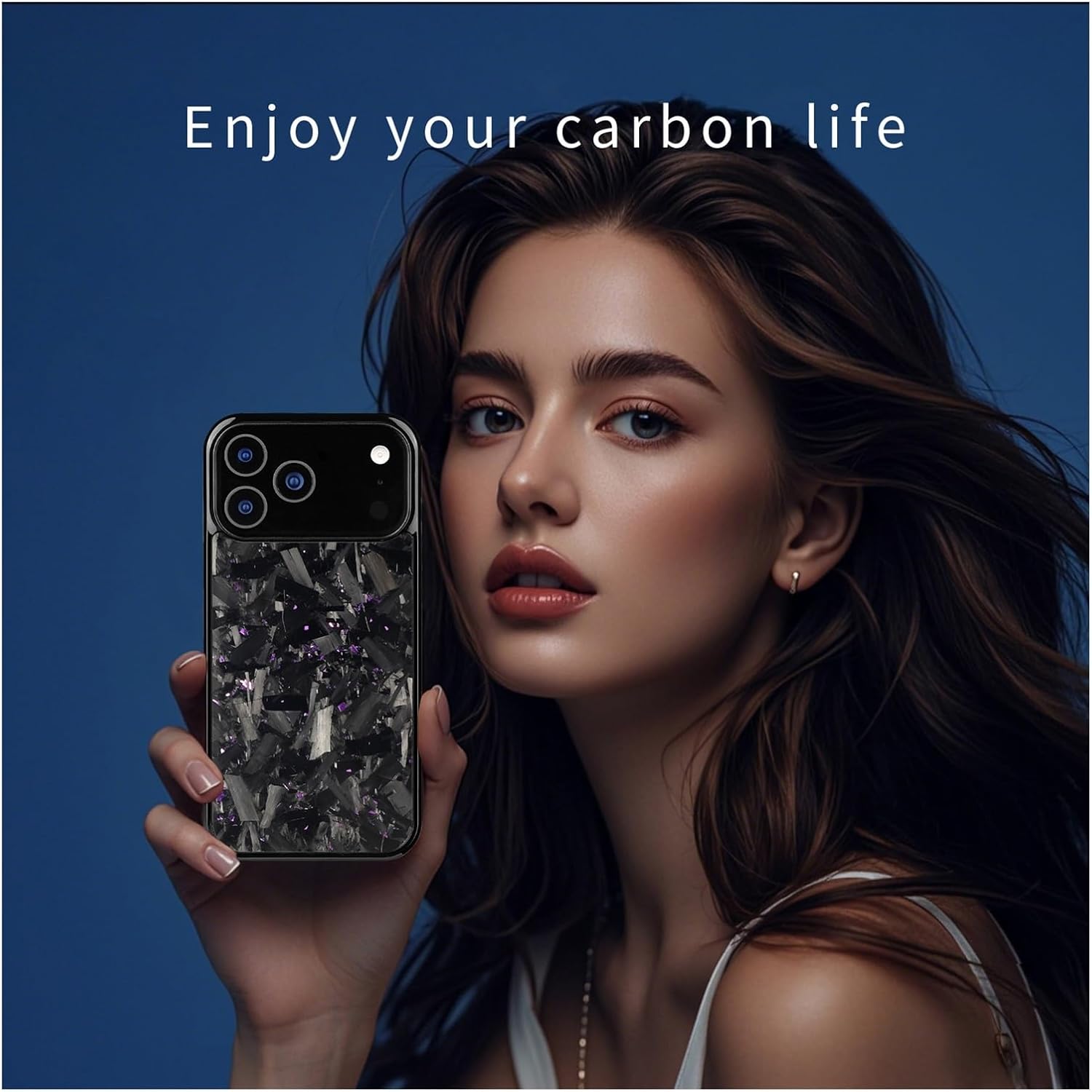 Premium Forged Carbon Fiber Case for iPhone 17 Pro Max/17 Pro, Slim Magnetic Frame Cover, Anti-Slip Grip, Shock-Resistant Protective Phone Case, Lightweight, Anti-Fall(Purple,17 pro max)