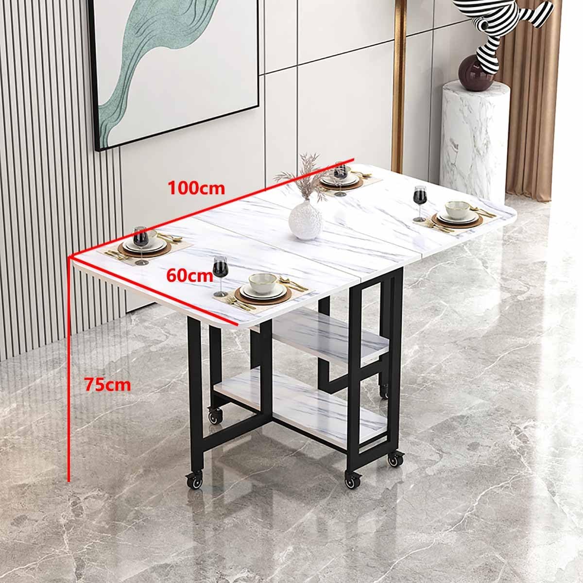 Amazon｜折りたたみダイニングテーブル 伸縮テーブル 幅100 奥行60 高