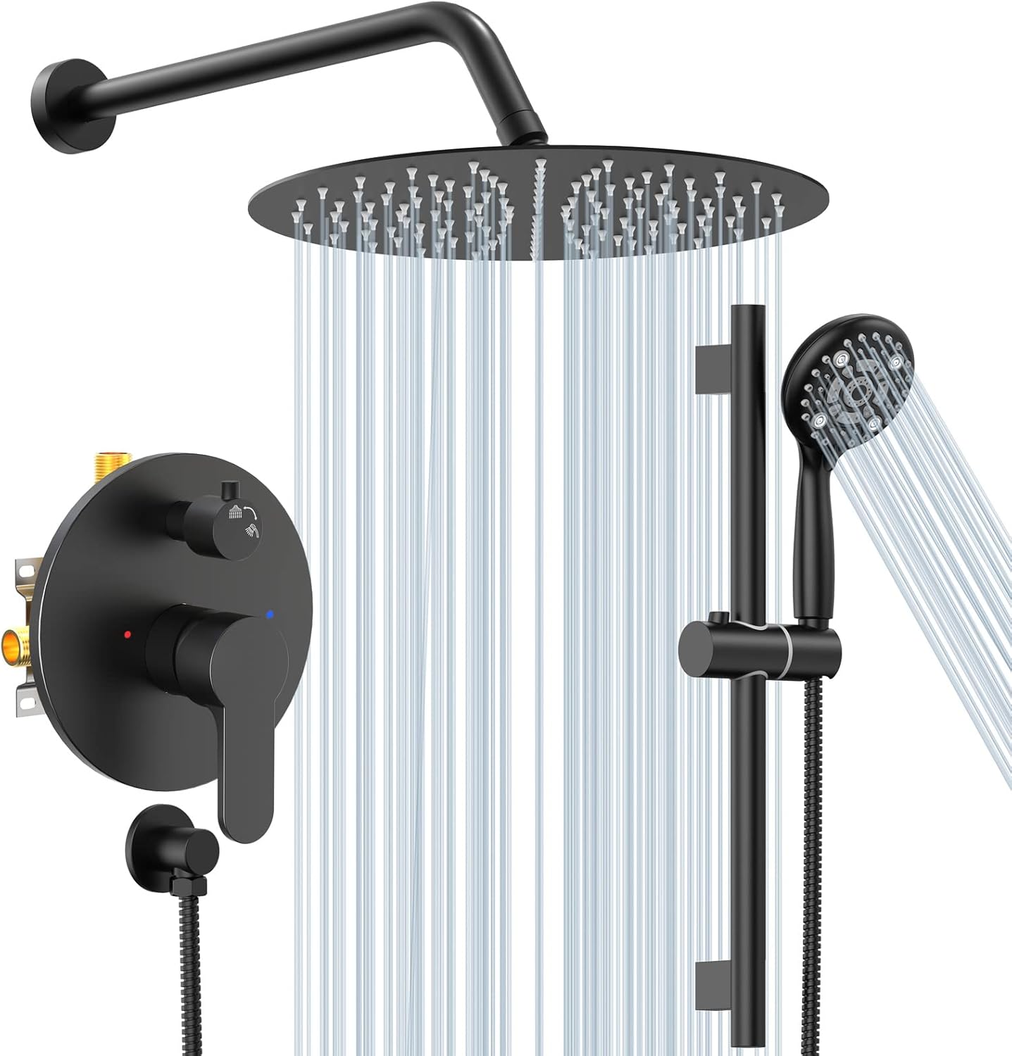 SR SUN RISE 12 Inch Slide Bar Shower System, Matte Black in Nepal at